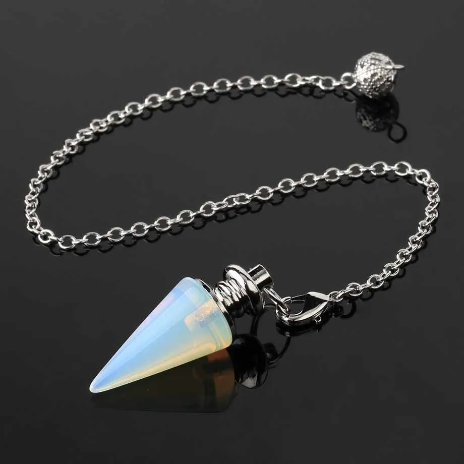 Natural Healing Crystal Stone Cone Pendulums For Dowsing Divination Amethyst Rose Quartz Pendulum Pendant Spiritual Jewelry