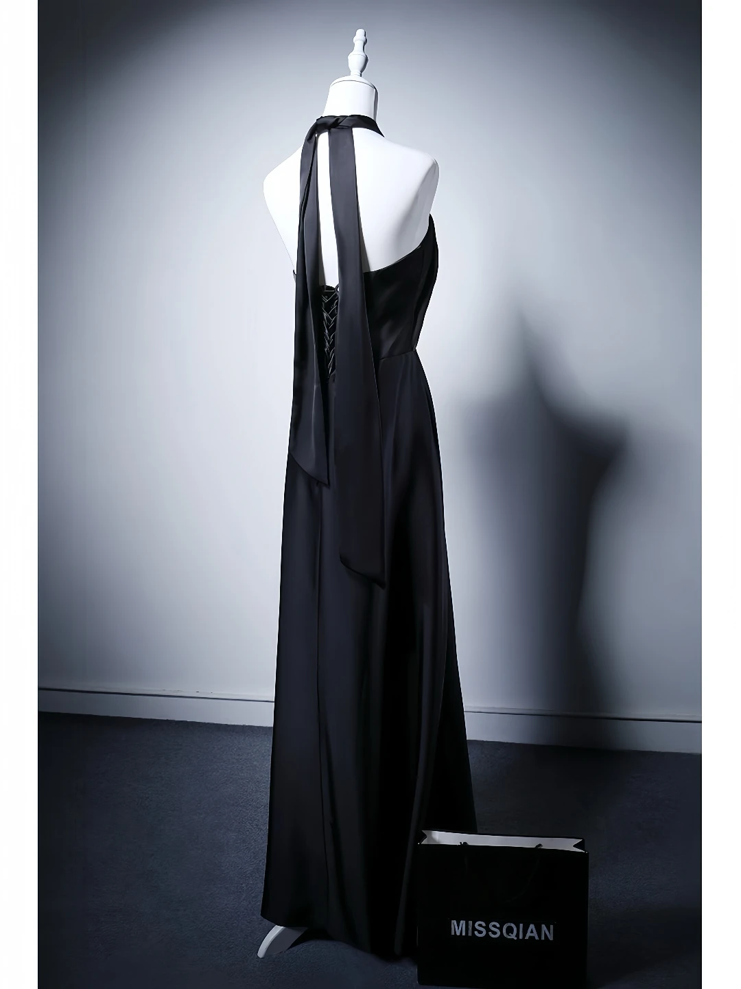 Classic Black Evening Dress Strapless Slimming Ribbon Backless Side Slit For Women Wedding Suitable Formal Cocktail Party Gowns