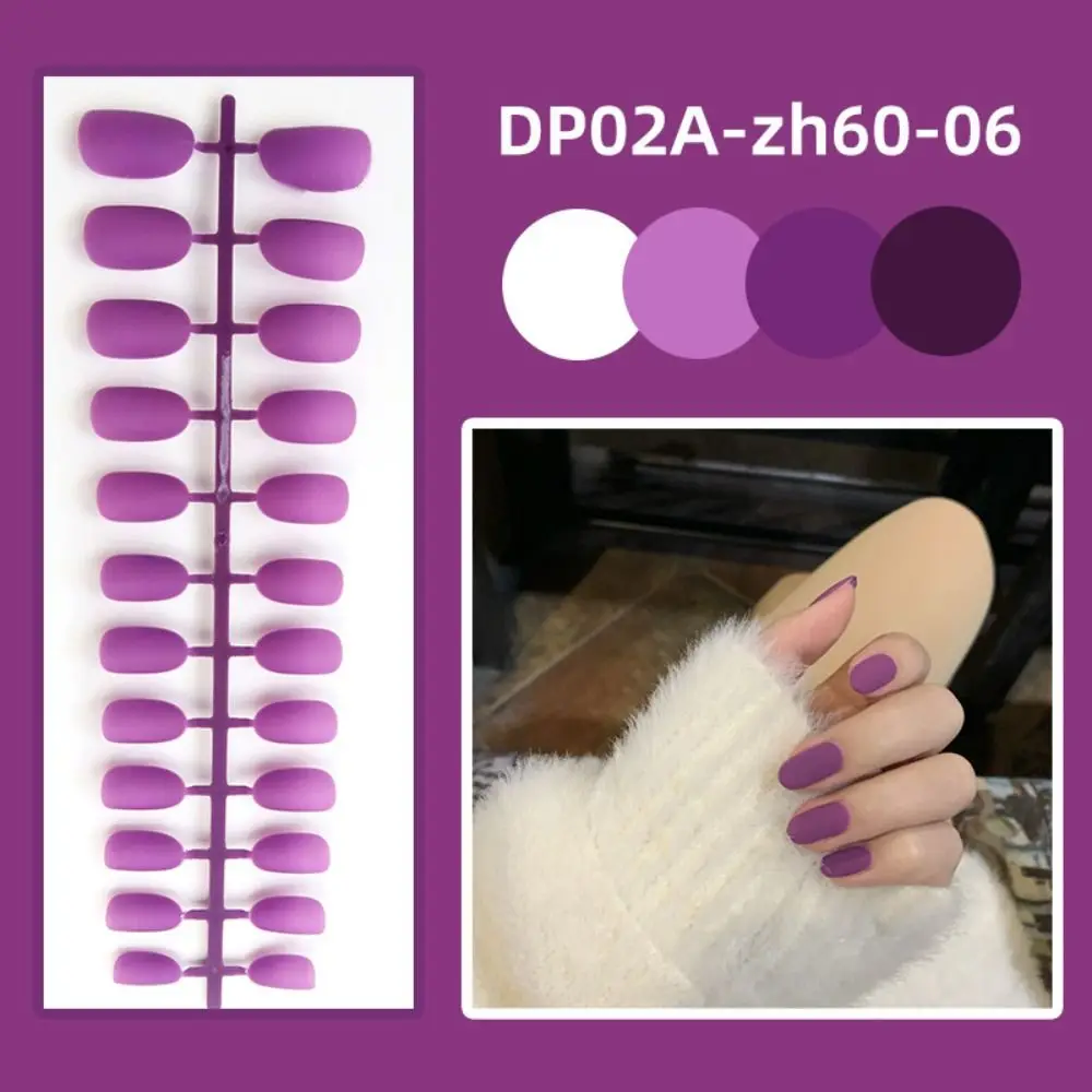 Detachable Solid Color Fake Nails New Matte Wearable Short Round Head False Nails Manicure Full Cover Press-on Nails Women