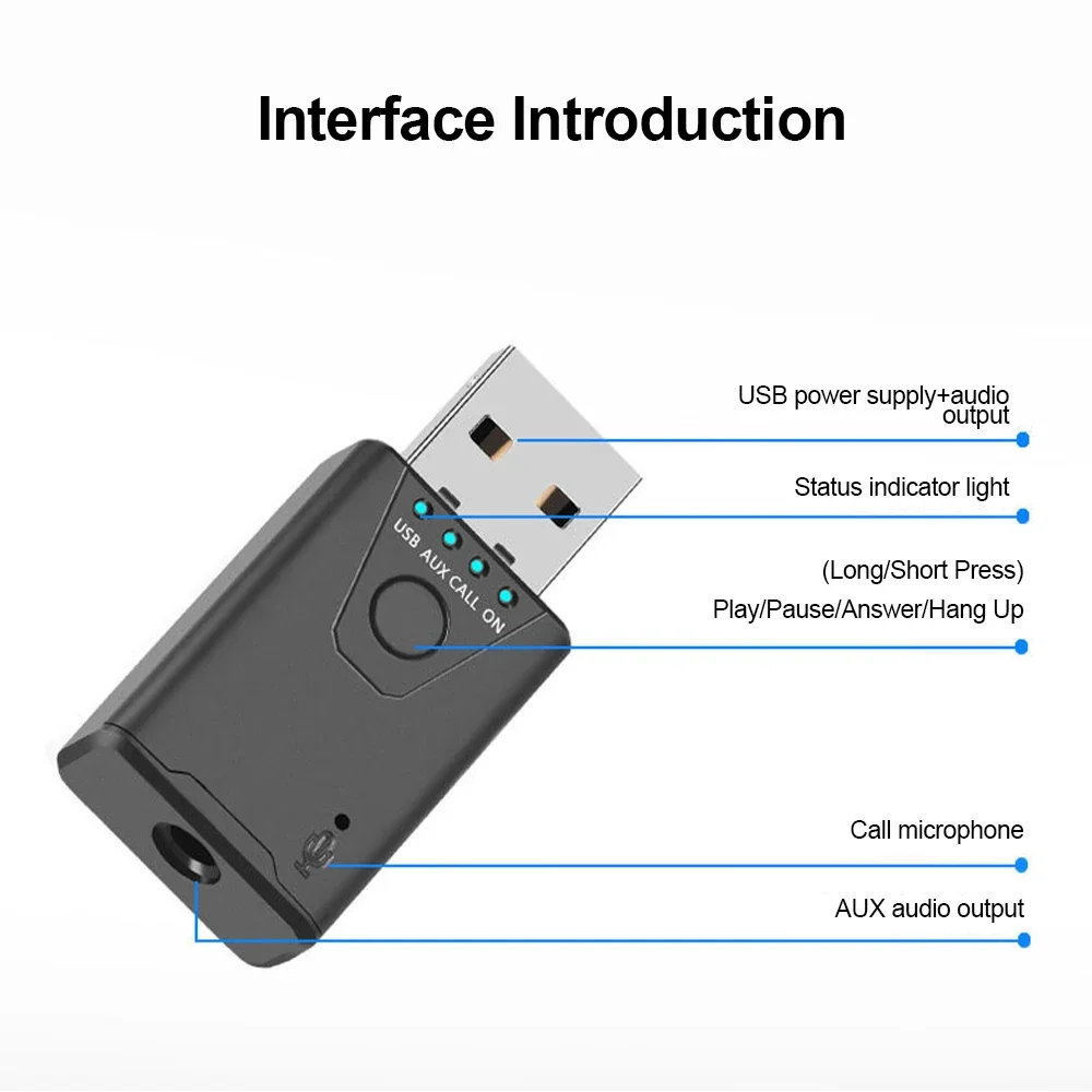 Приемник Bluetooth 5,4, передатчик, адаптер 2 в 1, громкая связь, беспроводной музыкальный автомобильный приемник Aux для автомобильного стереодинамика, разъем 3,5 мм