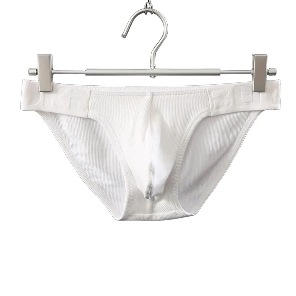 Fashion Simple Mens Ribbed Butt Lifting Underwear Low Waist Sweat-absorbing Pouch Briefs Shorts Casual Soft