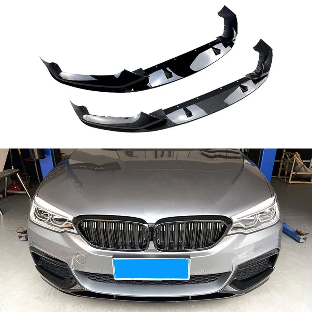 

Car 5 Stage Front Lip Spoiler Splitter For BMW 5 Series G30 M Sport 2018-2020 Glossy Black Carbon Fiber Printe