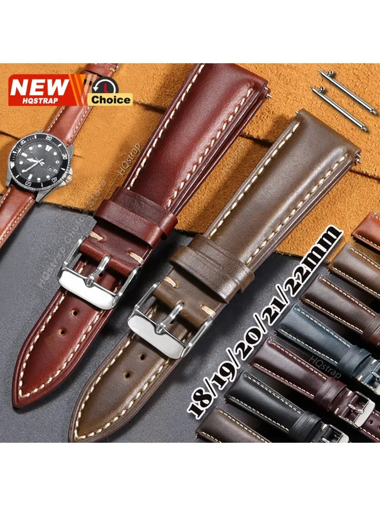 Ölwachs Vintage Uhrenarmband 18mm 19mm 20mm 21mm 22mm Universelles Uhrenband Leder-Armband für Seiko Armband für Rolex