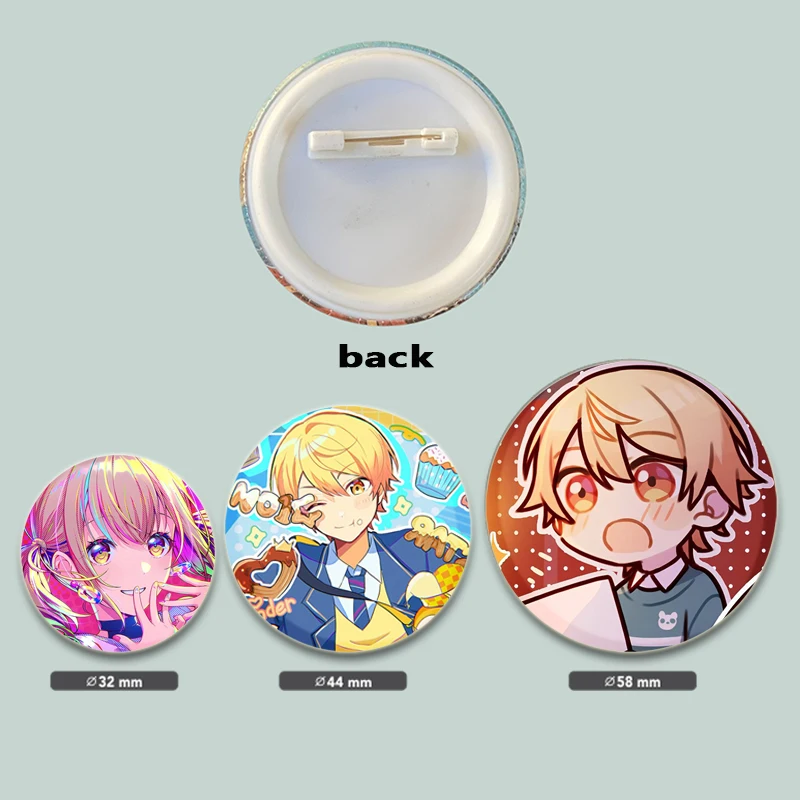 58mm Anime Figure Lapel Pins Project SEKAI Wonderlands×Showtime Kamishiro Rui Badge Brooch on Backpack Decoration Fans Gifts