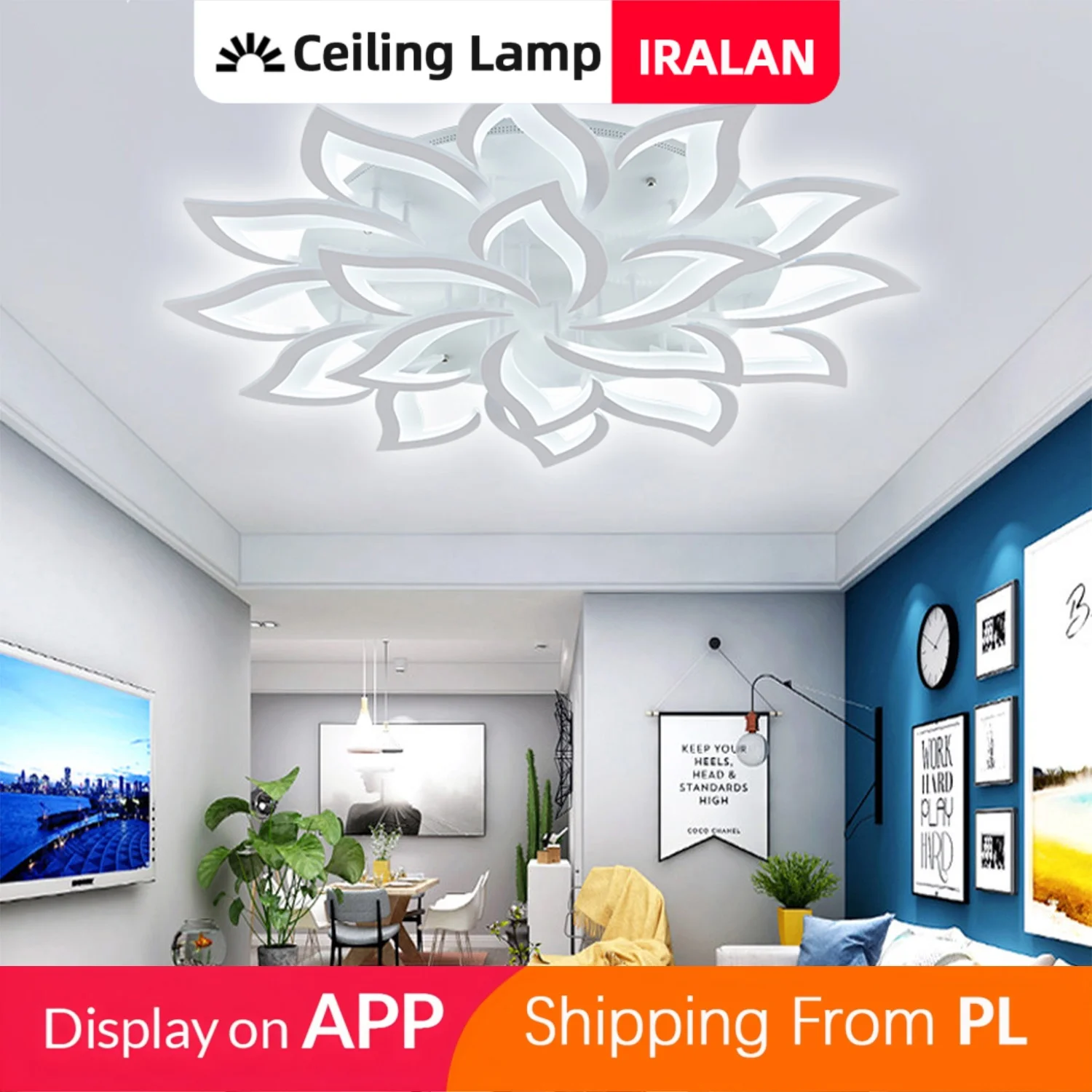 IRALAN suspension minimaliste blanc noir lumière réglable avec télécommande App pour salon chambre salon lumière intérieure