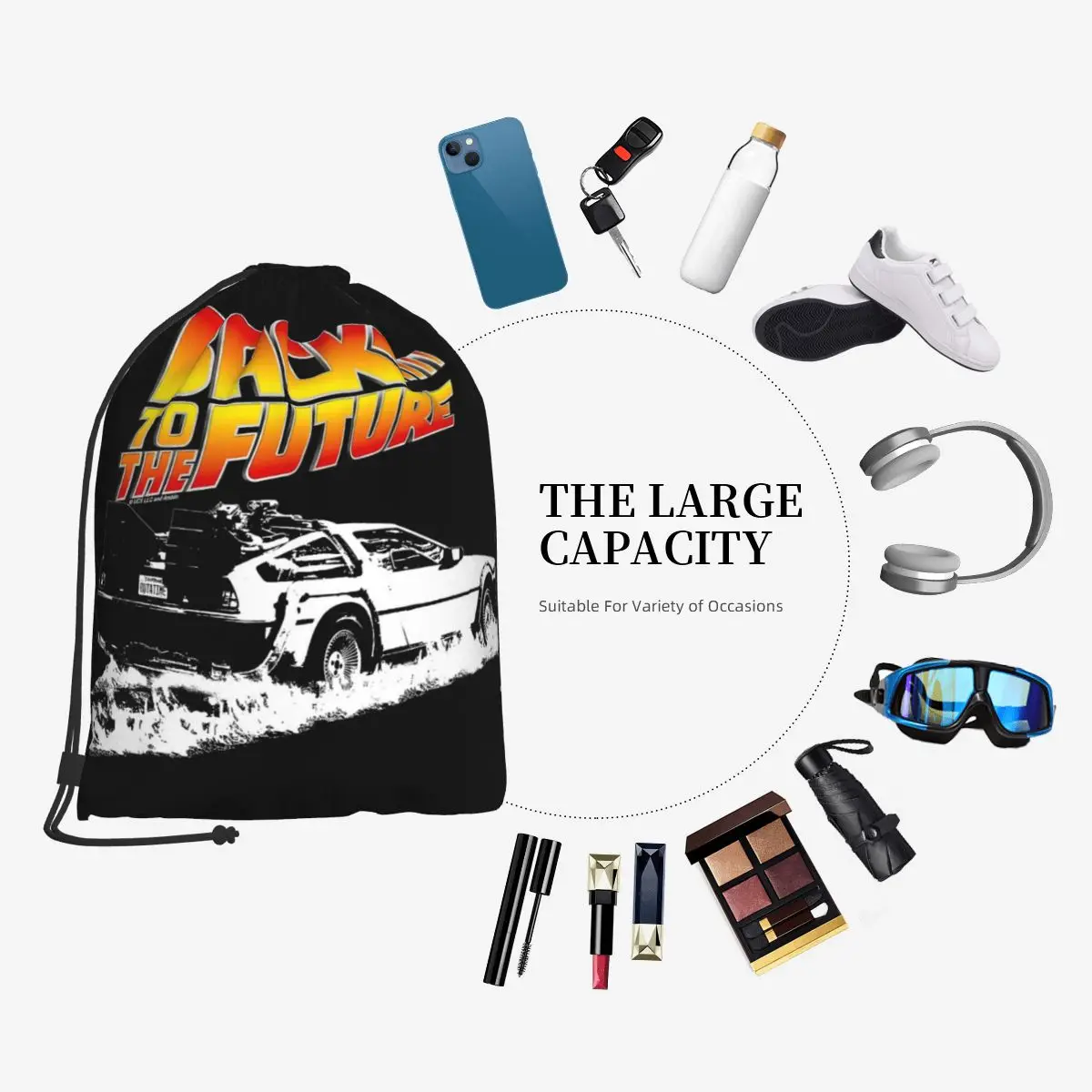 Retro Back To The Future Backpacks Fashion Drawstring Bags Shoes Bag Book Bags for Travel Students view 5