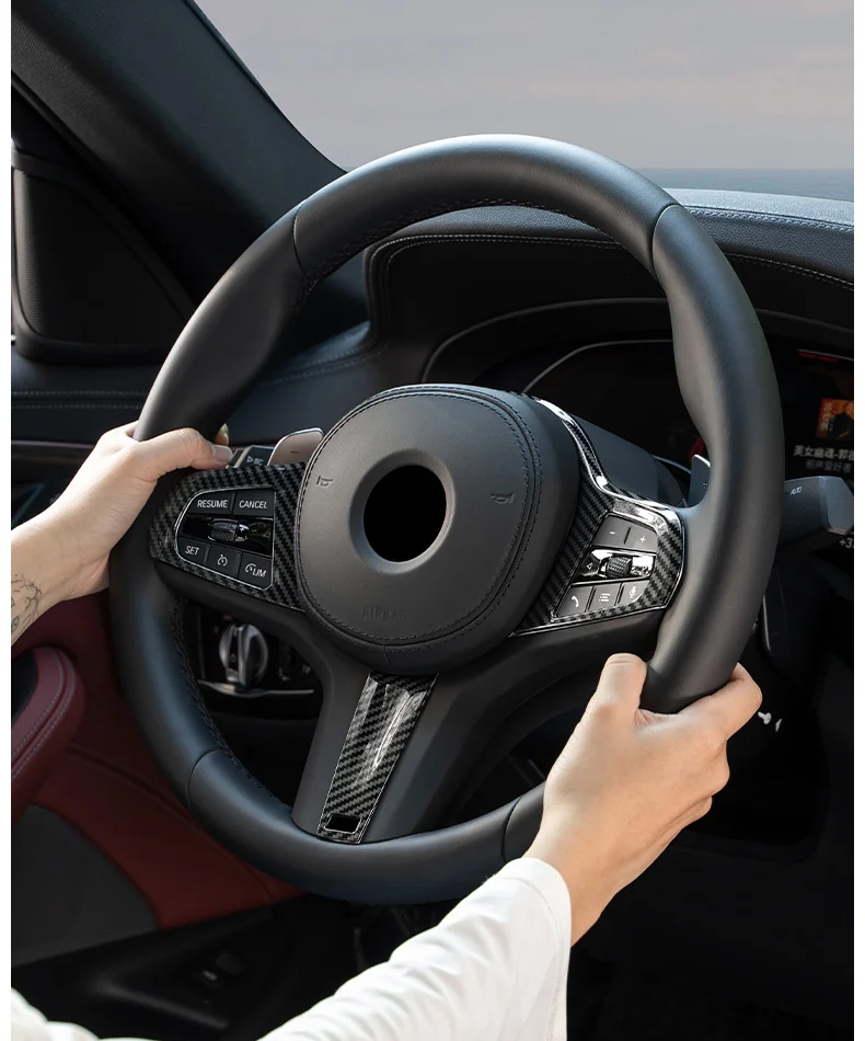 Kohle faser Auto Lenkrad Panel Dekoration Rahmen Abdeckung für BMW M Sport G30 G32 G20 X3 X4 G01 G02 X5 X7 G05 G07 5er – Detail 18