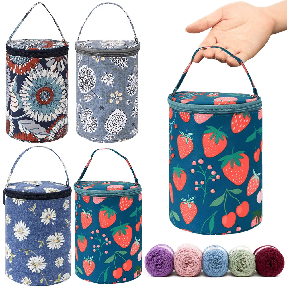 الحياكة حقيبة كروشيه سعة كبيرة إبر الحياكة حمل المنظم أكسفورد القماش السفر الكروشيه الغزل حقيبة يد لخطاف كروشيه