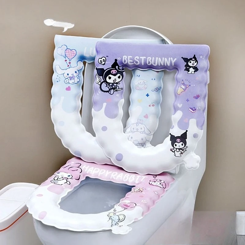 

MINISO SANRIO Kuromi My Melody Cinnamoroll Kawaii Anime Cartoon Toilet Mat Water Proof All Seasons Paste The Seat Cushion