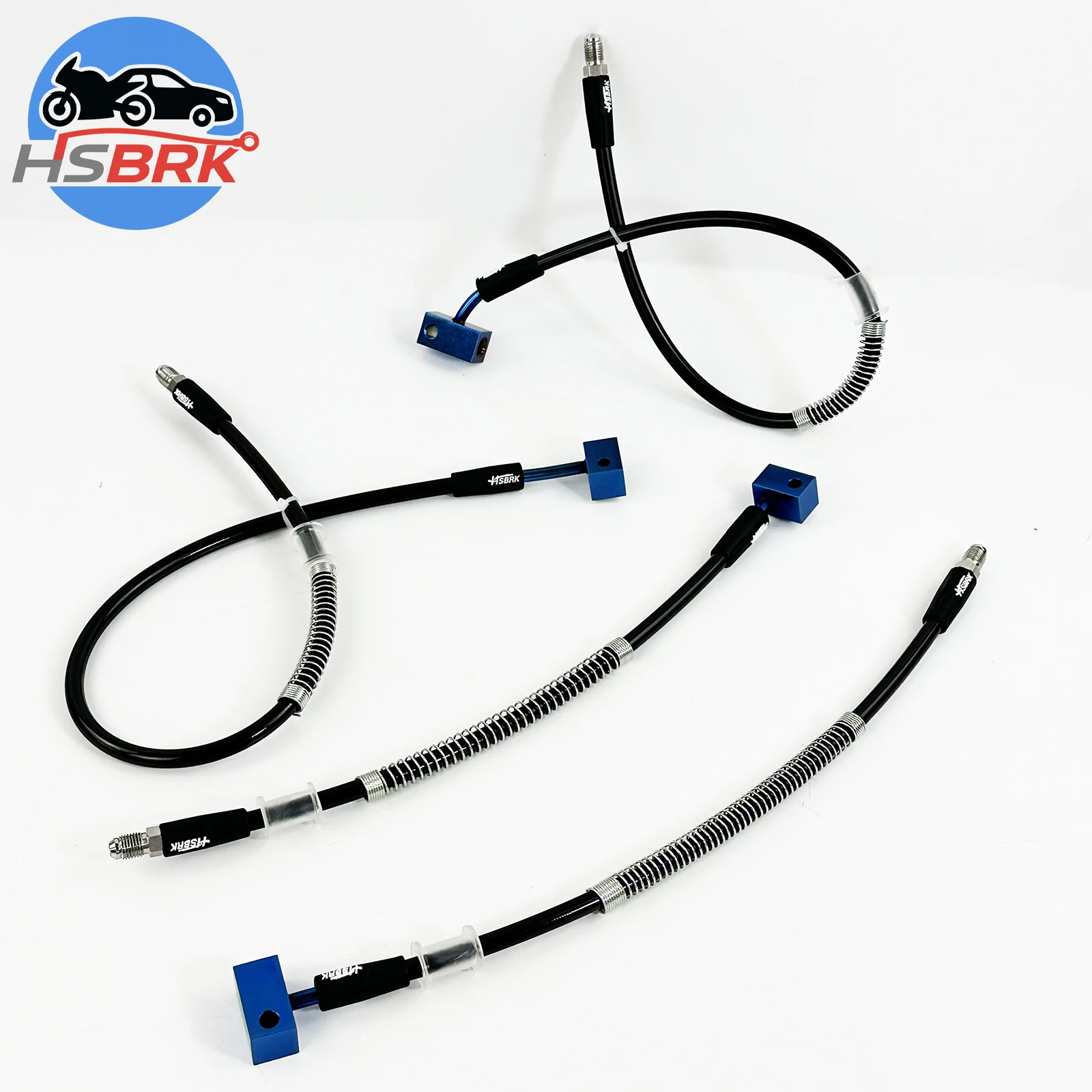 

0.2-50M Stainless Steel Braided PTFE Brake Oil Pipe Blue M10*1.0MM Aluminum Alloy Diversion Block Suitable For Car Modification