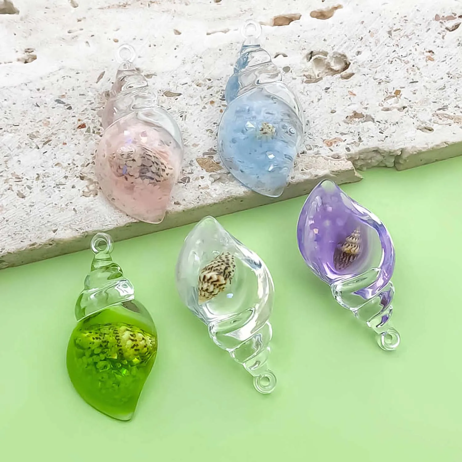 5pcs Luminous Conch Design Charms for DIY Jewellery Making