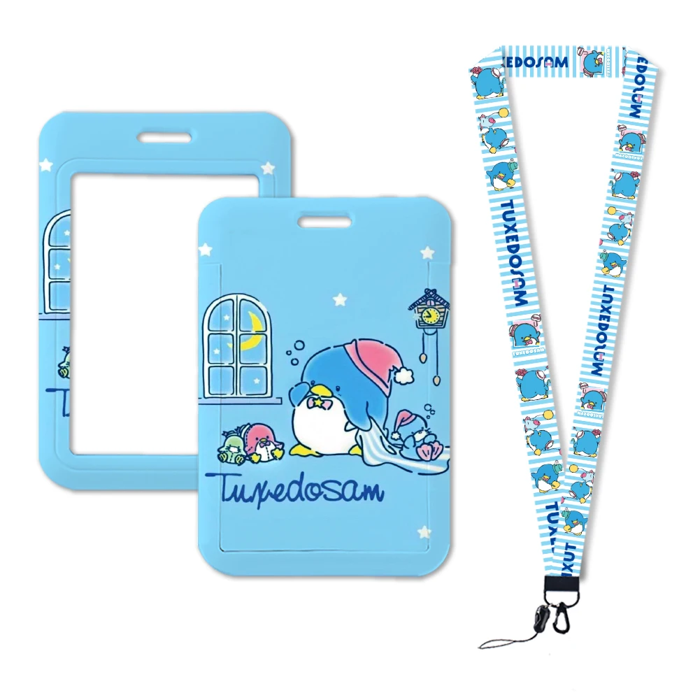 W Cute Tuxedo Sam ID Badge Holder Neck Strap Sanrio Subway Card Holders Student Campus Lanyard Credential Holder