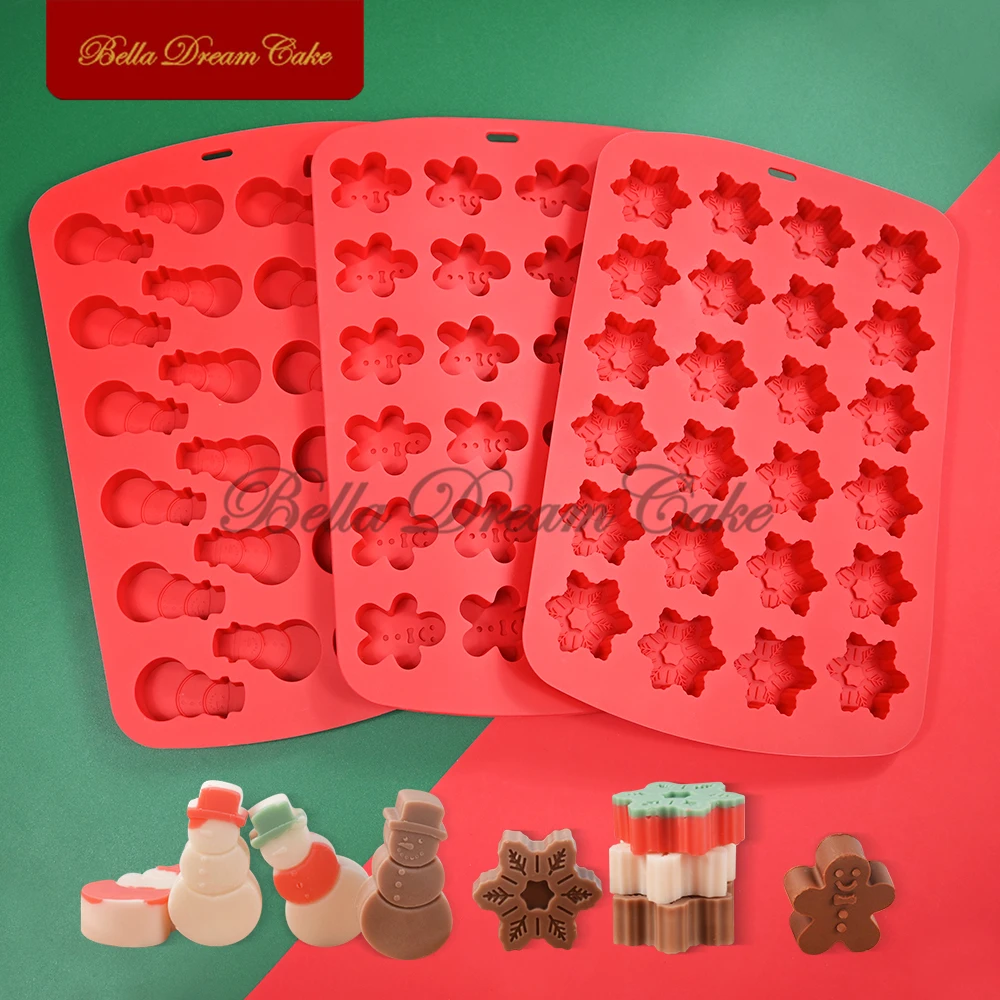 แม่พิมพ์ซิลิโคนทำขนมพุดดิ้งขนมปังขิงคริสต์มาส24หลุมอุปกรณ์ทำเค้กแม่พิมพ์ช็อคโกแลตลูกกวาดแบบทำมือ