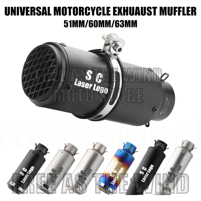 

51mm 60mm 63mm Universal sc Motorcycle Exhaust Muffler Escape for Motorcycle GP-project Pass-through Exhaust Modified Accessorie