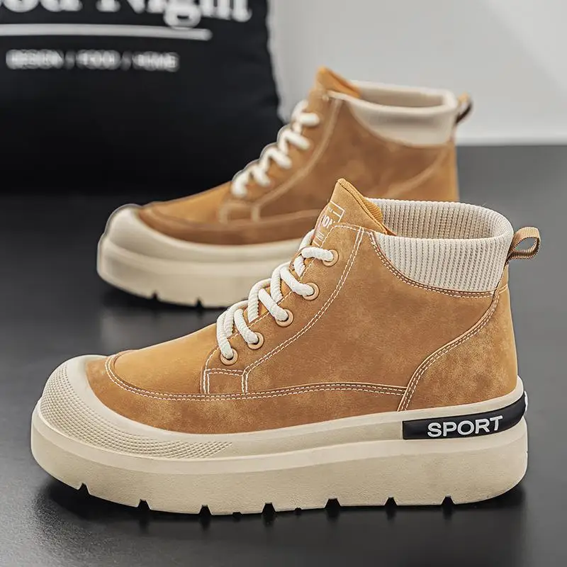 

Men's Shoes High-Top Casual Shoes New Fashion Comfortable Lace-up Men Boots Platform Non-slip Sneakers Outdoor Work Ankle Boots