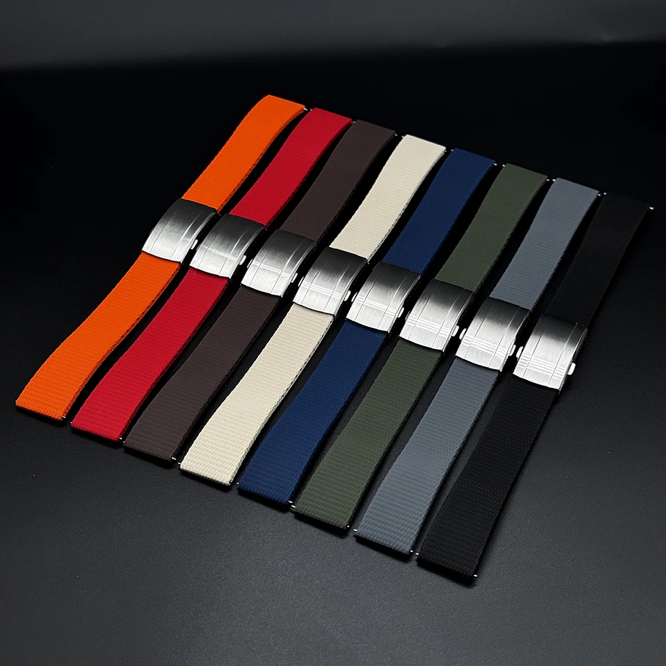 

Luxury Fabric Weaving nylon patterns Watchband 18mm 19mm 20mm 21mm 22mm FKM Rubber Watch Strap Cutting Belt for Seiko Tissot