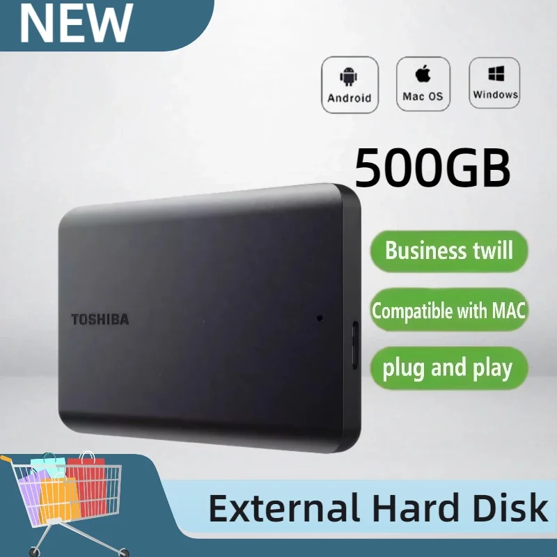 

For Toshiba A5 Series Small Black High-Speed USB 3.2 Portable Hard Drive Gen1 500GB/1TB Compatible For Mac