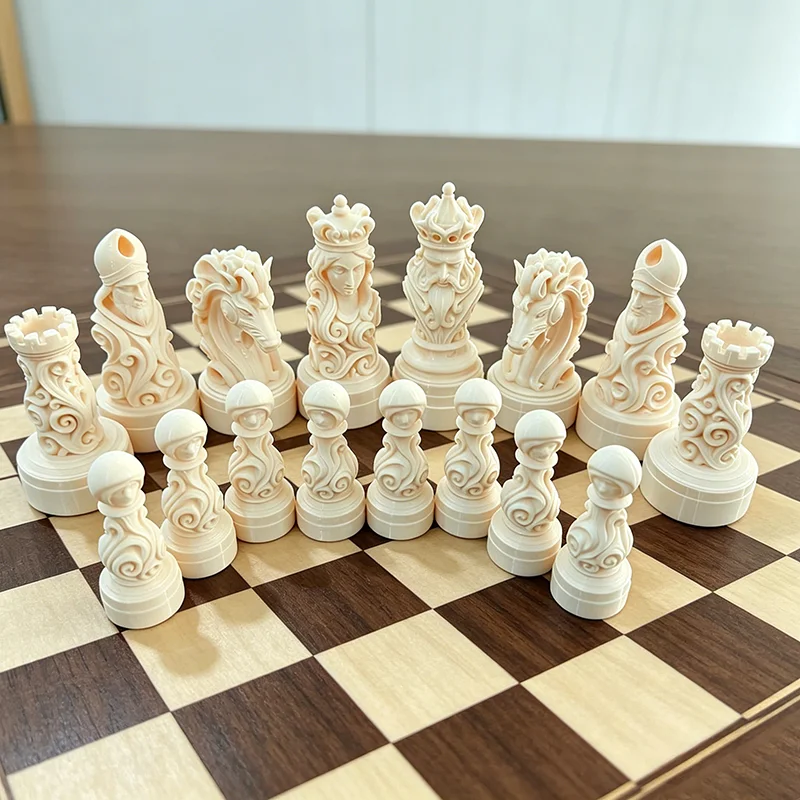 Baroque Skull Crown Chess Pieces Set 3D Printed International Chess Figurines Ornament Home Desk Decor Collectible Gift