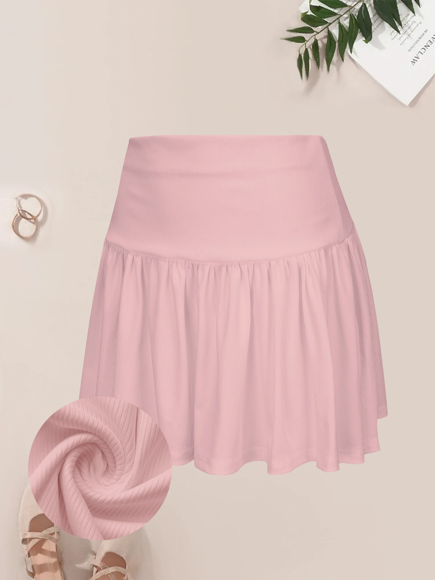 

Women Solid Color High Waist Flared Mini Skirt Soft Smooth Fabric Fashion Daily Commute Short Skirt