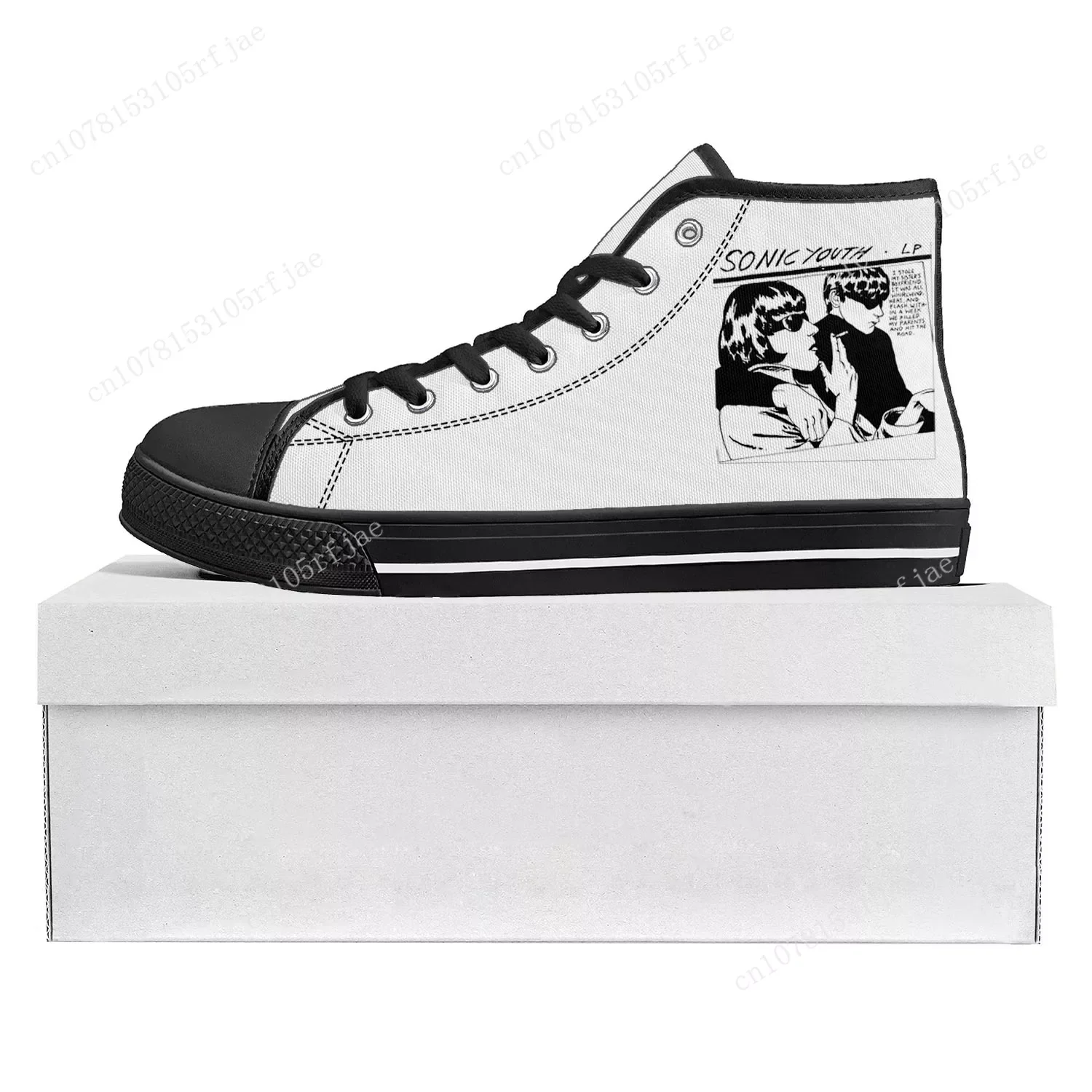 Sonic Youth Rock Punk High Top High Quality Sneakers Mens Womens Teenager Canvas Sneaker Casual Couple Shoes Custom Shoe Black