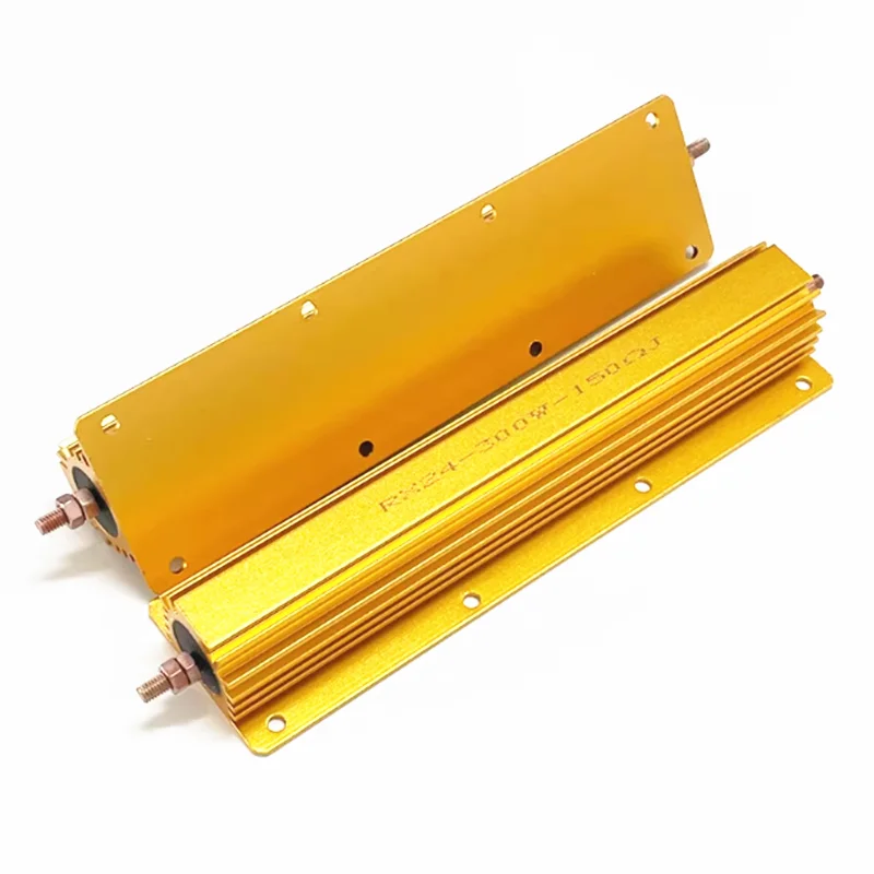 1 Uds RX24 300W resistencia disipadora de calor chapada en oro de alta potencia a base de aluminio 0.05R 0.1R 1R 4.7R 20R 80R 100R 220R 300R 1K 10K