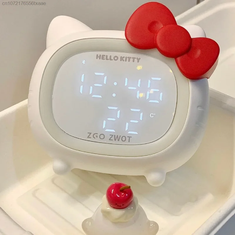 Sanrio Hello Kitty Alarm Clock Y2k Students Table Clock Bluetooth Intelligent Speaker Digital Clock For Bedroom Asthetic Gifts