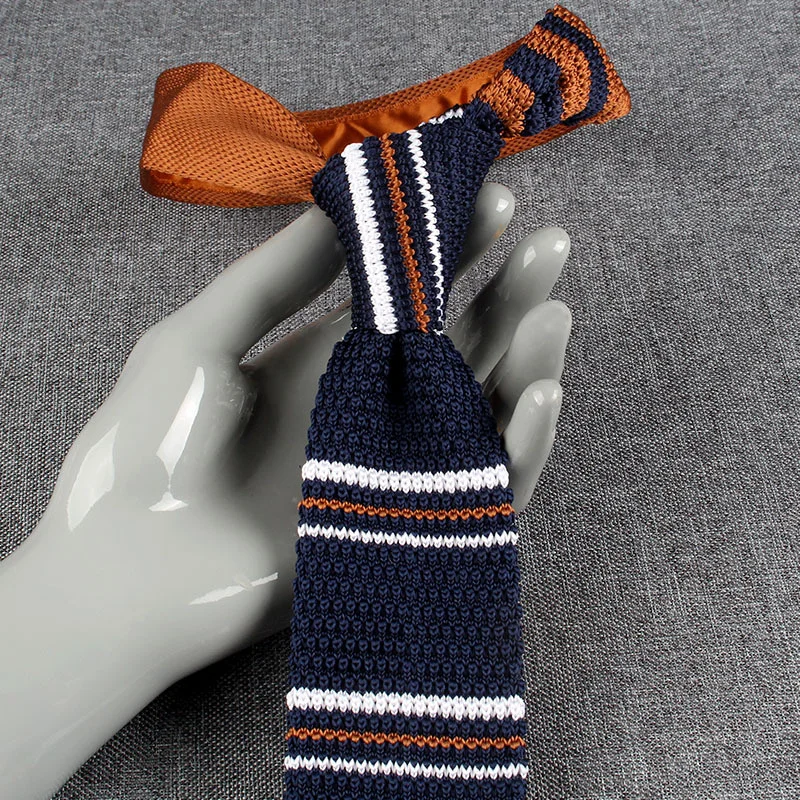 Handmade 7CM Knitted Wool Neckties Fashion British Casual Striped Ties For Men Women Green Long Cravat Neckwear Shirt Accessory