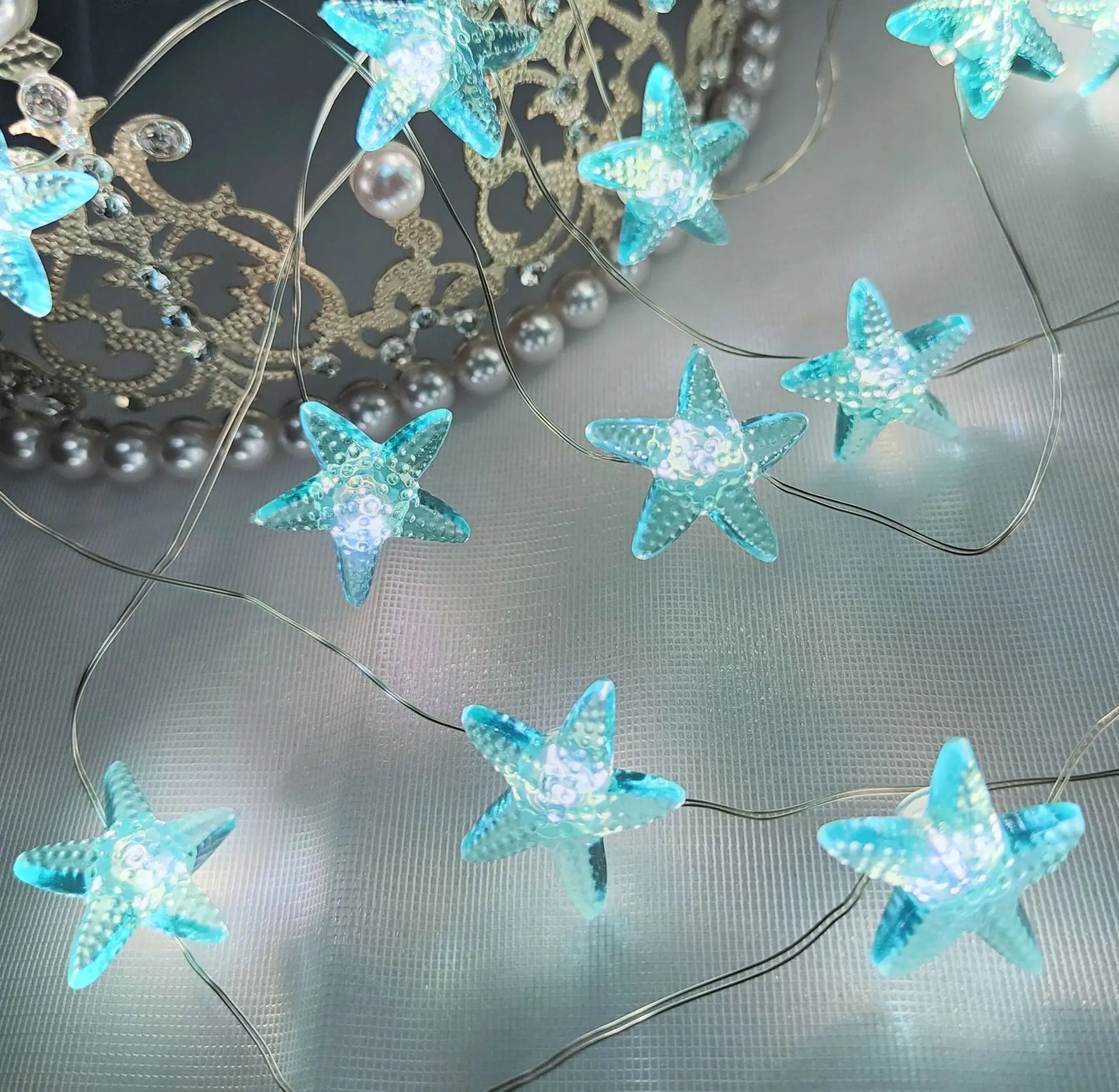 2m 20LED Seashell Starfish String Light Ocean Theme Party String Light Mermaid Party Decoration Girls Bedroom DIY Decor Supplies