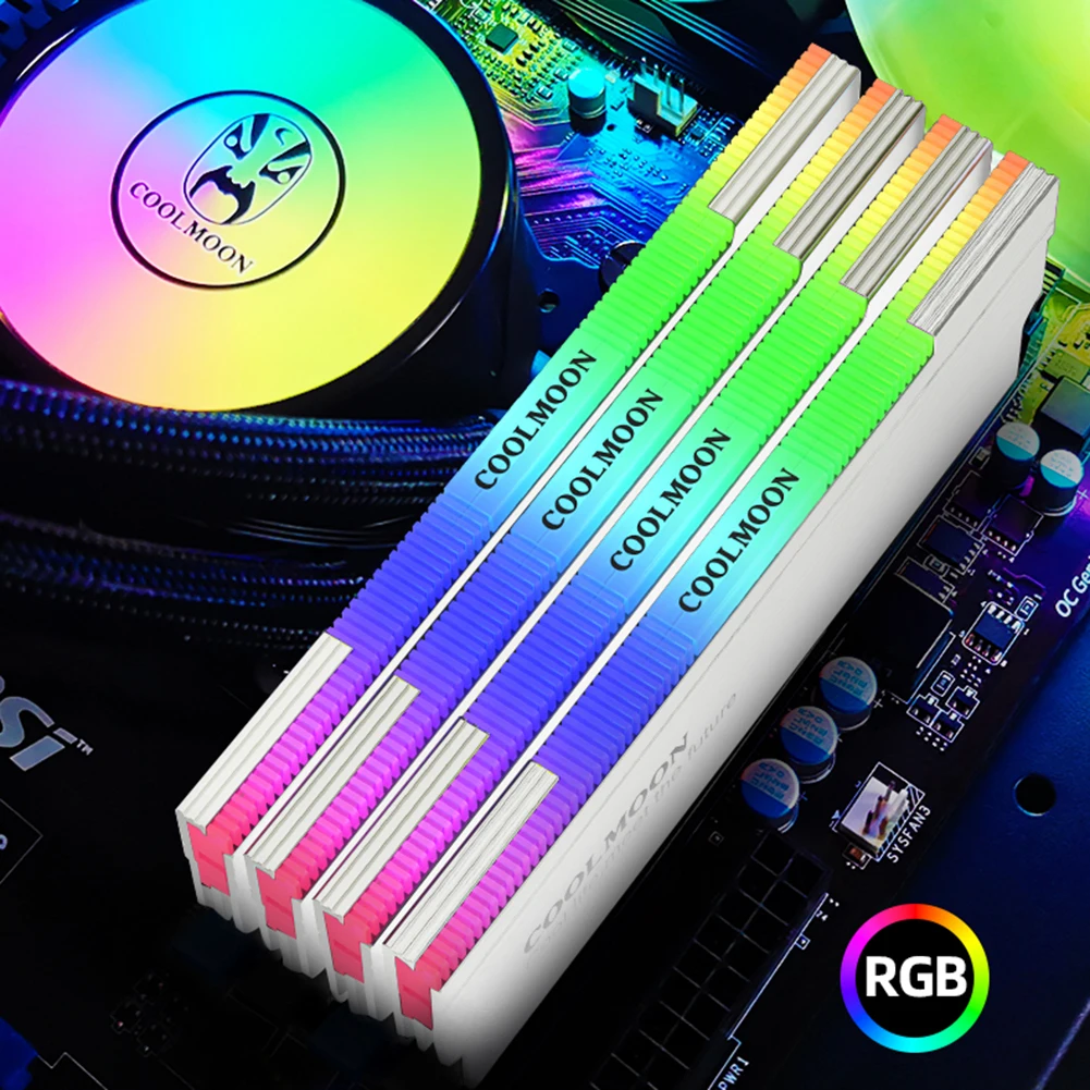 COOLMOON ARGB RAM برودة DDR الذاكرة Aura Sync 5V-3PIN مفرشة الحرارة برودة المبرد ل DDR 3/4 كمبيوتر مكتبي 1-2 قطعة