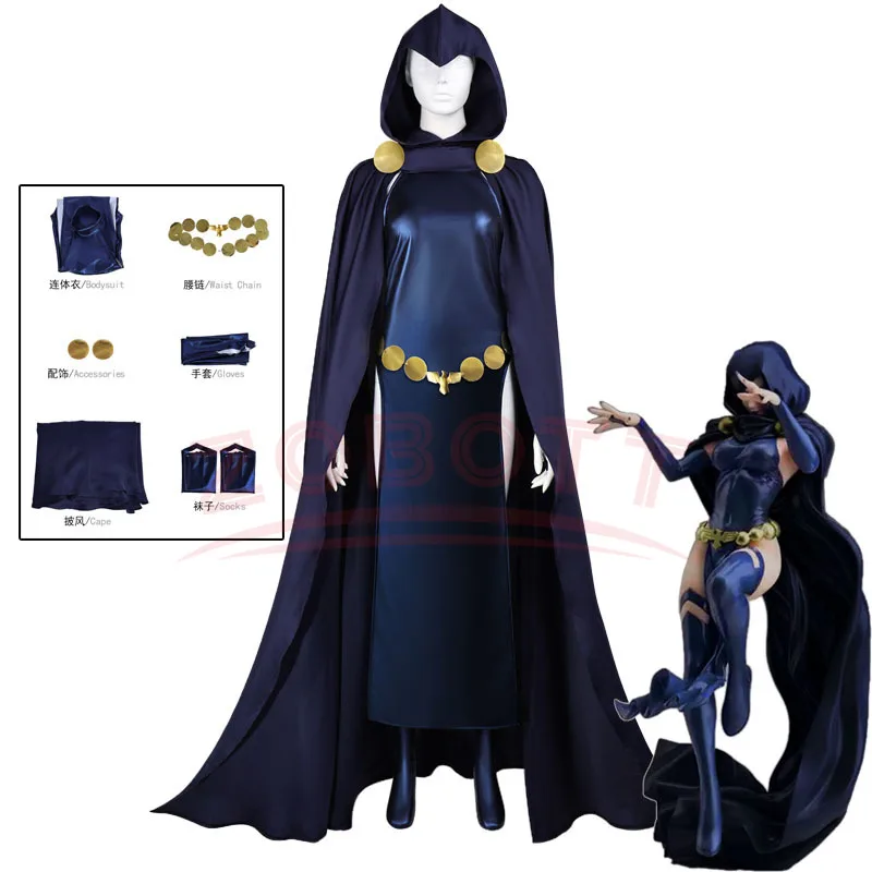 

Movie Raven Cosplay Costume Jumpsuit Cloak Suit Halloween Uniform for Women Suit Anime Women Sexy Role Play Outfit