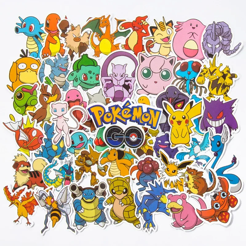 50PCS Pokemon Stickers Kawaii Computer Anime Girls Laptop Car Cool Cute Kids stickers packCartoon Funny Bike Toys Helmet Classic