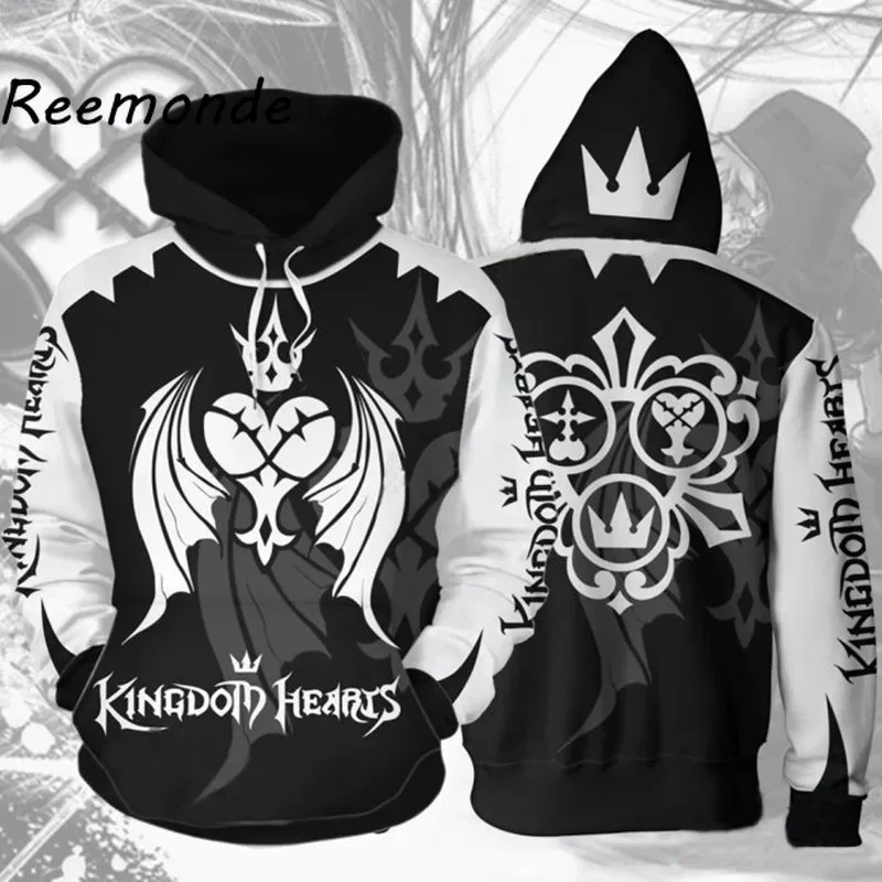 アニメゲームキングダムハーツ服男性フード付きスウェットアクアソラコスプレジッパージャケットストリート男性 3d プリント帽子トップス