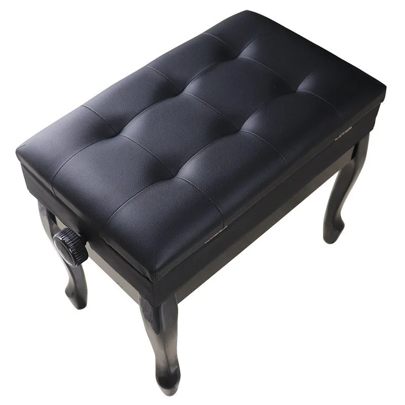 Black Retractable Single Piano Stool with Bookcase Electric Piano Stool Guzheng Stool Piano Chair