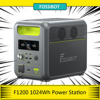 FOSSiBOT F1200 Portable Power Station, 1024Wh Capacity, 1200W Rated Power, 3 LED Light Modes, 7 Output Ports, BMS Protection