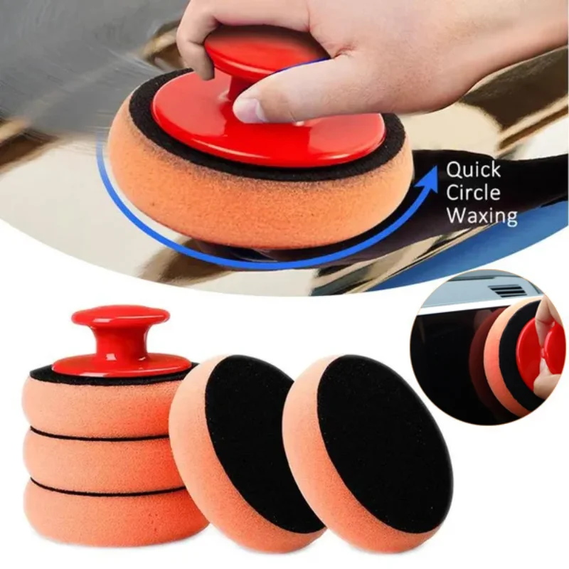 

Car Wash Wax Polish Pad Polishing Pad Sponge Car Cleaning Cloth Microfiber Applicator for Auto Polisher Waxing with Handle Tools