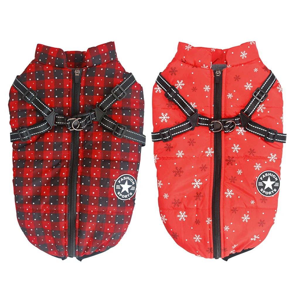 Christmas Dog Coat Winter Big Dog Clothes With Harness Puppy Small Dog Jacket Yorkie Chihuahua Clothing ropa para perro S-5XL