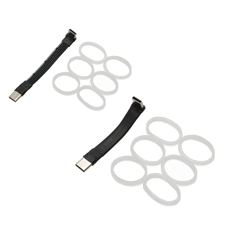 1Set 60/80mm Type C Elbow Charging Data Wire 4G Module Adapter Connection Line with Rubber Band for DJI Mini3 Pro Drone Parts