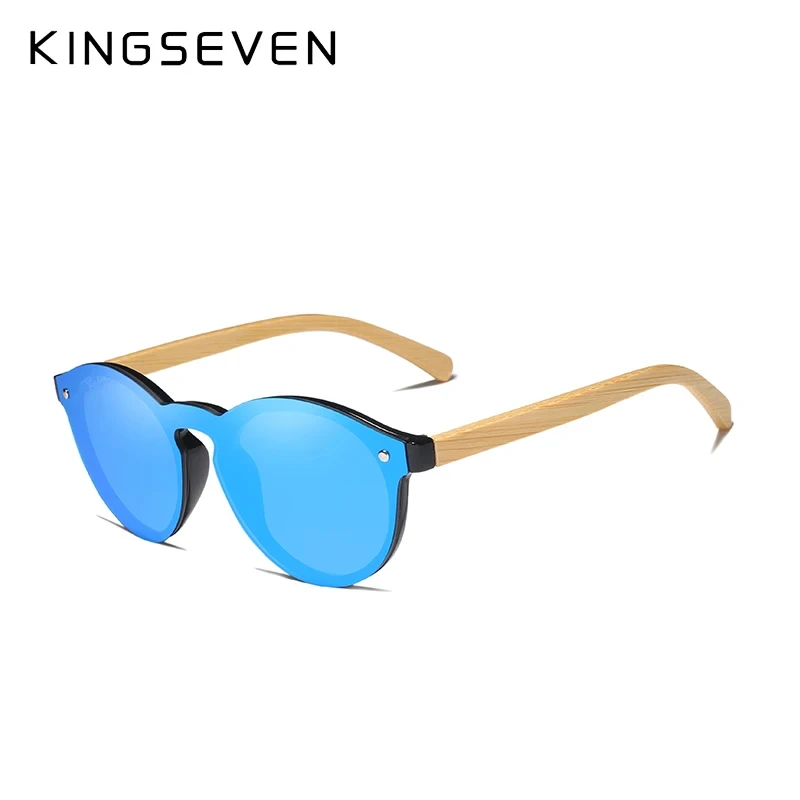 KINGSEVEN occhiali da sole in bambù naturale occhiali di protezione UV400 occhiali da sole in legno occhiali da sole di Design di marca con custodia