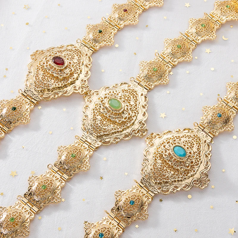 

Elegant Gold-Plated Metal Bridal Belt with Hollow Pattern Versatile Occasions Suitable Festive Gift for Ladies Jewelry