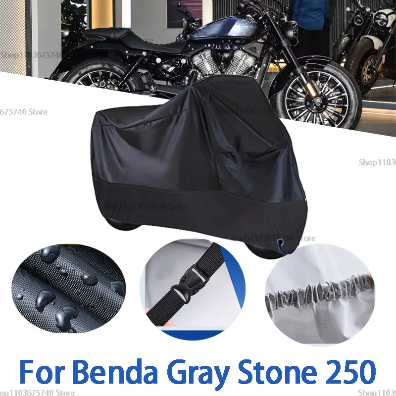 

Мотоциклетные чехлы для Benda Grey Stone 250, автомобильные чехлы на открытом воздухе, защита от солнца, пыли, без ушей, утолщенные оксфордские чехлы, аксессуары