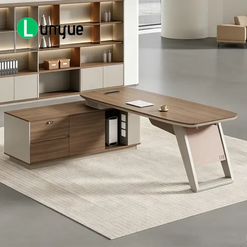 Modern Wooden Computer Desk with Storage Modular Office Manager Desk Commercial Administrative Workstation for Home Office