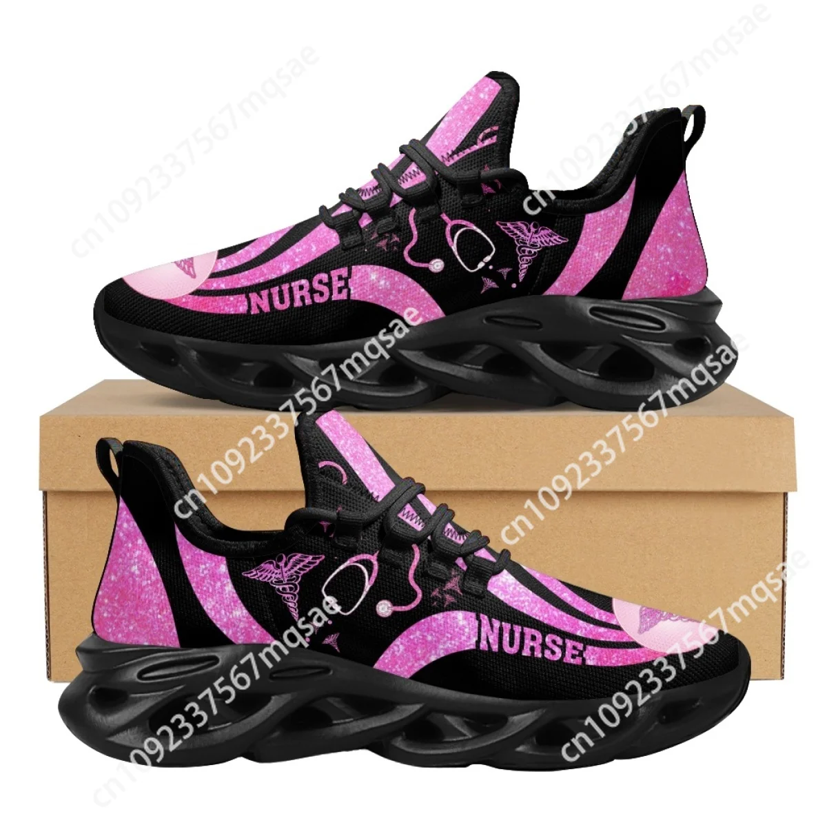 

Custom New Lightweight Women Mesh Shoes Pink EMT Emergency Medical Print Lady Lace-up Sport Running Sneakers Comfort Tennis