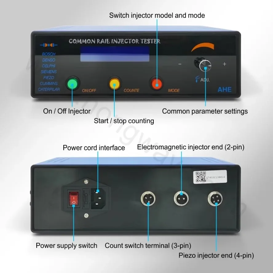 CRI205 d-iesel electromagnetic piezoelectric common rail injector tester with AHE dynamic stroke and solenoid valve counting