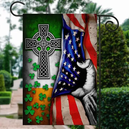 St Patrick's Day Irish Flag Celtic Knot Christian Cross Double Sided Flag GGP FFL EEN AAL HHM WZZ yyi