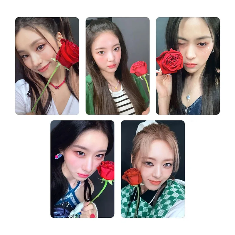 5Pcs/Set ITZY Cheshire Album Selfie Photocards Double-sided Fashion Yeji Ryujin Yuna Lomo Card Chaeryeong Lia Postcard Fans Gift