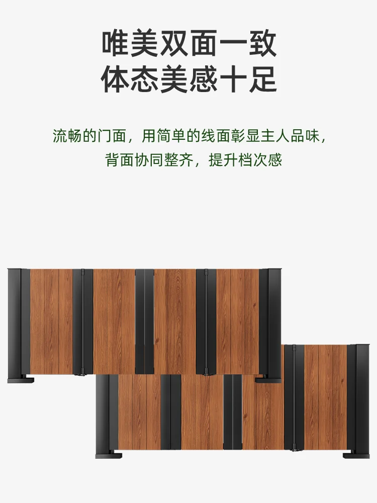 Villa courtyard gate Modern imitation wood grain suspension folding door Electric smart garage door Aluminum art double open yar