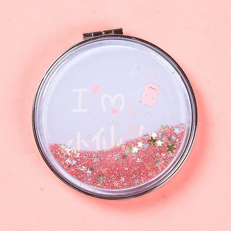 CX270 Quicksand Makeup Mirror Cute Pocket Mirror Makeup Vanity Portable Foldable Vanity Mirror Hand Mirror Compact Mirrors