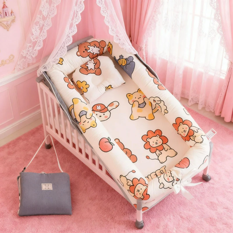 

Новая складная, съемная, моющаяся, портативная детская кроватка-манеж 2026 года с защитой от давления и съемной подушкой для новорожденных