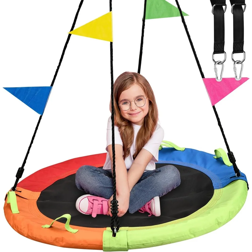 

Tree Swing, Saucer Flying Swing 40 Inch for Kids, 900lbs Weight Capacity, with Adjustable Hanging Straps, for Indoor and Outdoor