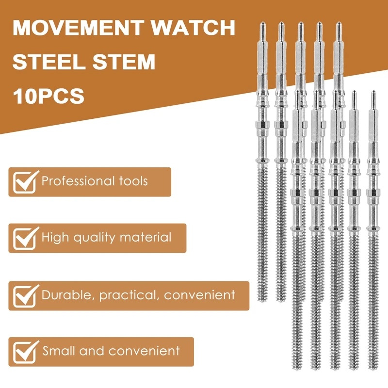 Movimento Assista Aço Stem Crown Kit, Assista peças de reposição, NH35, NH36, NH38, NH39, 10pcs